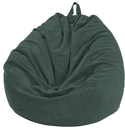 Fansu Puff, Colores Sólidos con Asa, Puf Sin Relleno para Adultos y Niños, Pana Puff Infantiles (100x120cm, Verde Oscuro)