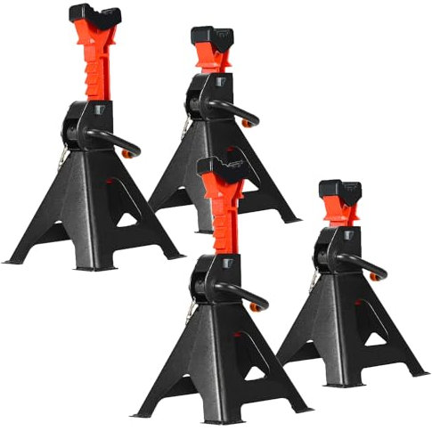 Herrselsam Unterstellbock 3T Tragfähigkeit Unterstellbock Höhenverstellbar 285-430mm Unterstellbock kfz mit Sicherung Stützböcke Auto Böcke für PKW Caravan Wohnmobilen 2 Paar