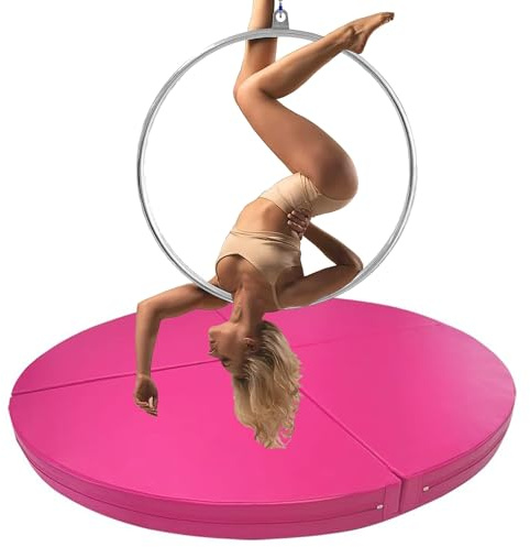 Floor Aerial Hoop Crash Mat 3cm/5cm/10cm Thick, Home Folding Pole Crash Mat, Shock Absorption Anti-Collision Circular Pad for Lyra Hoop/ Stripper Pole ( Color : Pink 3 , Size : 200cmx3cm(78.7x1.2in) )