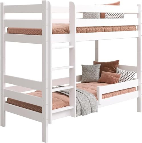 YOUKO Etagenbett Kinderbett 180x80 Matteo Lux- Hochbett 2 Kinder - Kinderhochbett mit Leiter - Möglichkeit zur Aufteilung in 2 Betten - Holzbett Kiefer Ohne Matratze