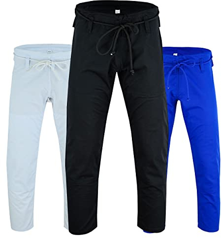JAGUAR PRO GEAR - Regular BJJ Bottoms Jiu-Jitsu Pants Light Weight 10oz Cotton Canvas Kids Adults Unisex (K-1, Black)