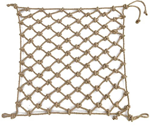 Kindertreppen Sicherheitsnetz Treppenbalkongeländer Katzennetz Seilnetz, Haustier Balkonnetz Hofspielplatz Im Freien Fitness, Jute-Netz, Seildurchmesser 10mm, Maschengröße 10cm(Size:2x4M(6.56x13.12FT)