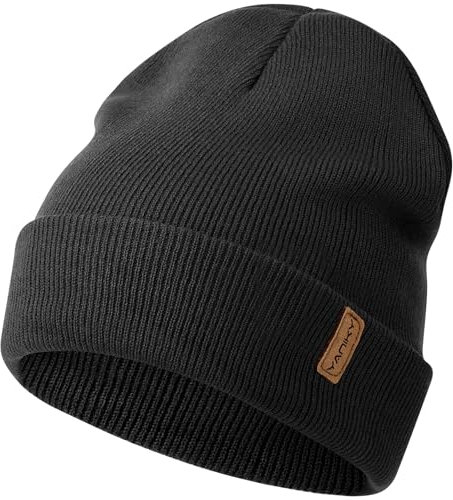 YANIKY Mütze Damen, Herren Mütze Winter, Weich Bequem Warme Strickmütze Unisex, Winddichte Wintermütze, Klassische Beanie Mütze Ideale für Herbst Winter und Frühling (Schwarz 01)