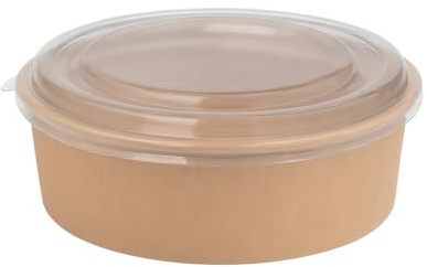 Arredo Chef – Bol Salade Kraft jetable 1000 ml couvercle PET – Lot de 100 – Étanche et Résistant – Idéal Restaurant, Traiteur, Vente à Emporter – non micro-ondable