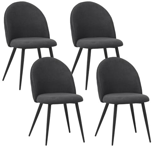 ALBATROS Esszimmerstühle mit Stoff-Bezug 4er Set Capo, Anthrazit - Stilvolles Vintage Design, Stoff-Bezug, SGS geprüfter Polsterstuhl - Moderner Küchenstuhl, Stuhl Esszimmer oder Esstisch Stuhl