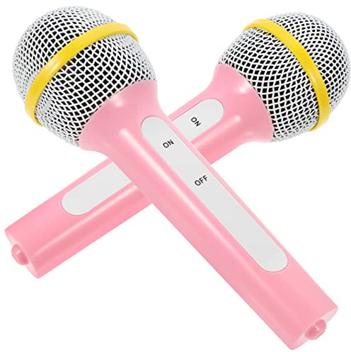 UPKOCH 2pcs Pink Boys and Girls Microphone Toys Boy Girl Plastic Simulation Party Props Pretend Play Toys for
