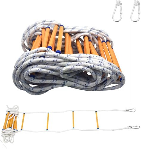 Echelle De Corde,8m Échelle De Sécurité Difficilement Inflammable avec Mousquetons,Convient Aux Maisons De 3 à 4 Étages,Aux Balcons Et Aux Rampes,avec Une Capacité De Charge Allant Jusqu'à 200 Kg