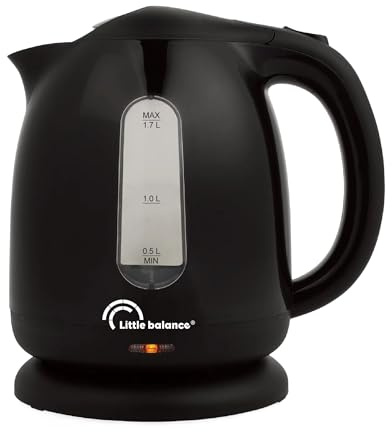 LITTLE BALANCE 8825 Happy Bouilloire, Bouilloire électrique, 1,7 L, Base 360°, Arrêt automatique, Filtre anticalcaire amovible, 2200 W, Noir