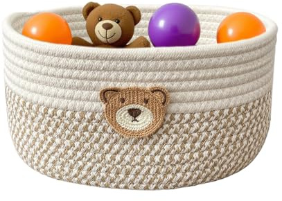 Cesta de Almacenamiento - Cesto De Cuerda De Algodón Para Juguetes De Perro,Caja Decorativa y Organizadora de Algodón Para Regalos de Bebé Cumpleaños Eventos