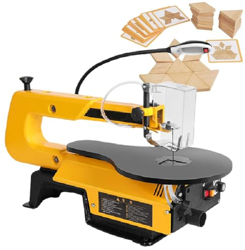 Sushangmao 16-Inch Scroll Saw/Variable Speed Scroll Saw- With Large Tilting Worktable &10 Saw Blade | 550-1650spm Stepless Speed, 180w Motor, Dust Port - For Pattern Cutting PremiumModel