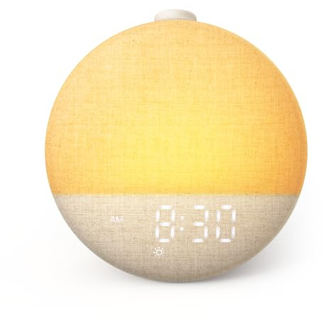 Dreamegg Sunrise Alarm Clock, Wake Up Light White Noise Machine 29 Sounds, One-Click Favorite Sleep Mode, 10 Colors Night Light, Digital Alarm Clocks Bedside for Baby Kid Adult, Sunrise 2