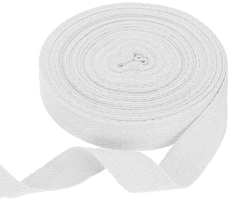QUARKZMAN Algodón Cinta Blanco, 20mm x 10m Cinta Bies de Espiga Cuerda al sesgo Sarga Correa Tela Fina para Coser Costura Accesorio para Manualidades DIY Envoltura Regalo Ropa