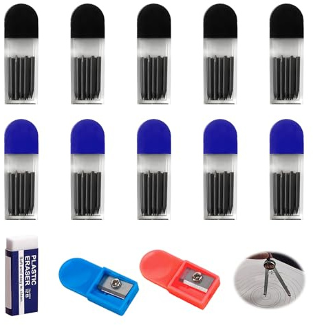 100 Mines Compas 2mm Recharges Professionnelles Gomme Taille-Crayons