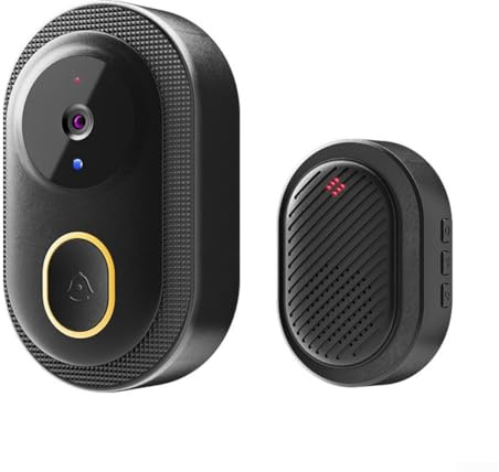 Smart HD-videodörrkamera, 2,4 G Wi-Fi-dörrklocka, säkerhetskamera, 2-vägsljud, IP65 väderbeständig, infraröd rörelsedetektion, smart röstmodulering till din identitet (svart)