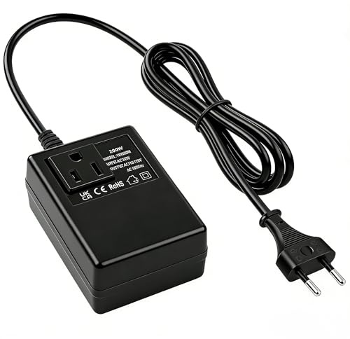 Transformador 220V a 110V Convertidor de Voltaje 200W Adaptador Reductor de Corriente para Viajes Internacionales Enchufe