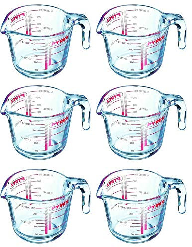 Pyrex Classic Glass Measuring Jug High Heat Resistance 0.25 Litre Transparent (Pack of 6)
