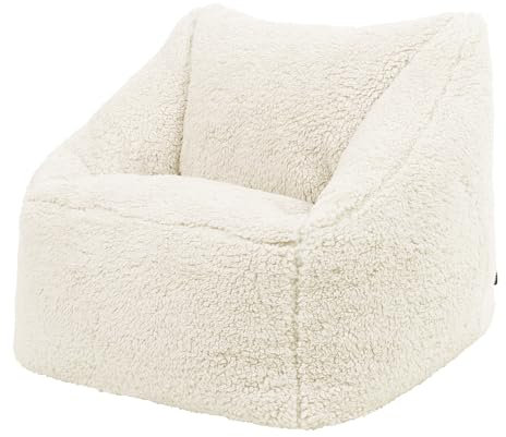 Icon Natalia Teddybär Sitzsack Kinder, Creme, Flauschiger Boucle Stoff, Sitzsack mit Füllung, Bequemer Kinder Sessel, Kuschelsessel, Lese Sessel, Schlafzimmer, Kinderzimmer, Spielzimmer
