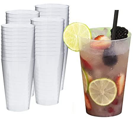 Silverkitchen 40x Partybecher 400ml - Mehrweg Trinkbecher Cocktailbecher aus Hartplastik, Mehrwegtrinkgläser Plastik, Mehrwegbecher 0,4 l Made In Germany