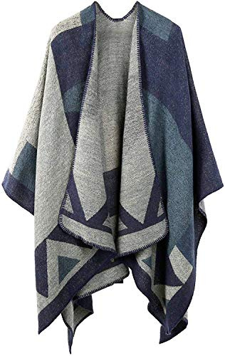 Shmily Girl Womens Reversible Oversized Poncho Cape Blanket Shawl Cardigans