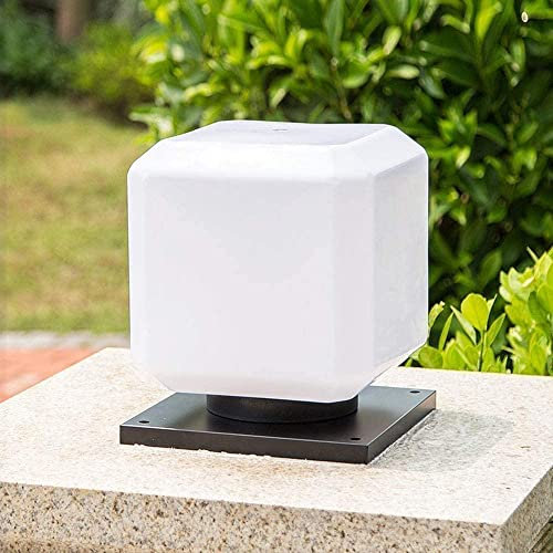 Serin-Eletro Sockelleuchte Außen Wegleuchte E27 Sockellampe Weiß Quadrat Pollerleuchten Acryl Lampenschirm Wasserdicht IP44 Garten Flur Balkon Terrassen Garten Villa Stehlampe Rasen Licht
