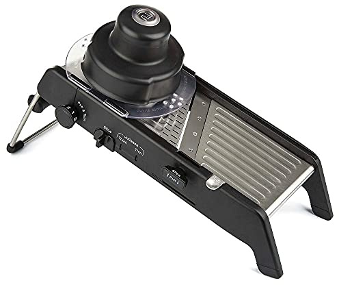 PL8 Professional Mandoline 2.0 - Adjustable Mandoline Slicer with 4 Cutting Thicknesses, Spring-Loaded Hand Guard, Stainless Steel Slicing Ramp, Foldable Non-Skid Feet for Safe, Convenient Food Prep