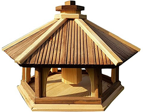 Vogel Futter Haus Futterstelle Sechseck aus Holz Vogelhaus