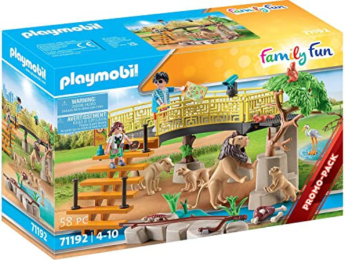 PLAYMOBIL Family Fun 71192 Löwen im Freigehege, Mit 4 Löwen als Spielzeugtiere, Spielzeug für Kinder ab 4 Jahren