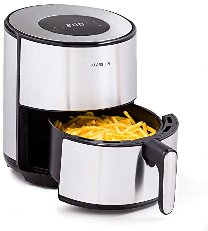 Klarstein Heißluftfriteuse, Air Fryer zum Frittieren, Friteuse mit Touch-Bedienfeld, Timer, Einstellbare Temperatur & 8 Programme, Airfryer zum Luftfritieren, Heißluftfriteuse ohne Öl 1500 W, 4,3L