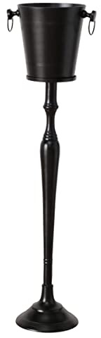 WHW Whole House Worlds Old World Luxurious Grand Hotel Champagne Bucket with Tall Stand, Black Finished Aluminum, 42.5 Inches Tall, 2 Piece Set