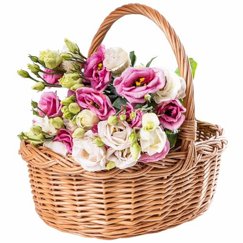 Creative Home Weihnachtskorb Picknickkorb Weidenkorb mit Henkel Einkaufskorb | 35 x 30 x 35 cm (+/- 1 cm) | Groß Leicht | Naturbraun | Handgeflochten | Universell Langlebig Geflochten | Osterkörbchen