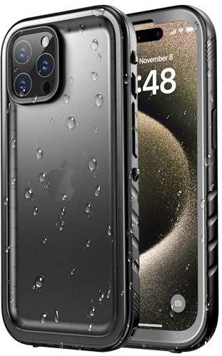 SPORTLINK für iPhone 15 Pro Max Hülle Wasserdicht - 360 Grad Outdoor Schutzhülle kameraschutz Displayschutz [IP68 Waterproof] [6FT Stoßfeste Hard Case] Panzerhülle Komplettschutz Schwarz 6,7