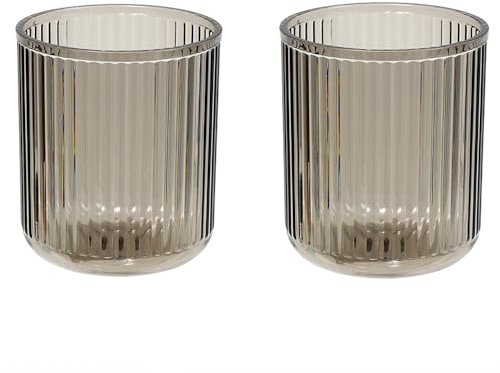 CAWEIN Badezimmer-Becher, 2 Stück, unzerbrechlicher Zahnbürstenbecher, spülmaschinenfest, Grau und Grau