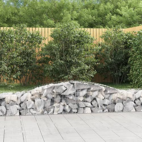 Rantry Arched Gabion Baskets 6 pcs 400x50x40/60 cm Galvanised Iron, Gabion Basket Cage, Mesh Wire Stone Basket, Outdoor Spiral Retaining Wall, Garden Planter 4211