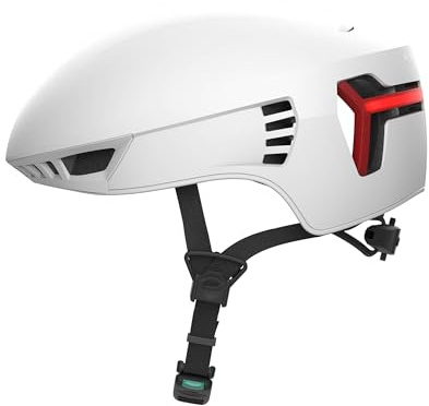 CRNK Genetic Alpha Fahrradhelm – Ultraleichter Rennradhelm mit LED-Beleuchtung, Aerodynamischer Helm für Herren & Damen, Magnetverschluss, Perfekte Passform, EPS+PC-Schutz - Weiß – M