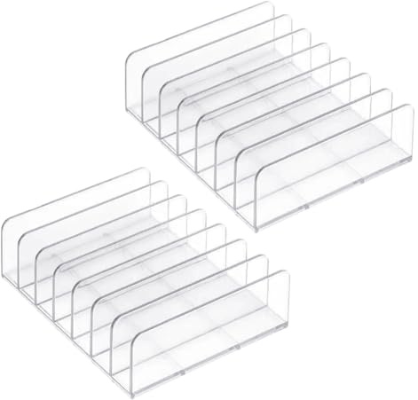 JIHUOO 2 Pcs Clear Acrylic CD Holder Organizers CD Display Stand Racks CD Case Storage Shelf Eyeshadow Palette Makeup Organizer Cosmetics Display Storage Holder for Vanities Cabinets Transparent