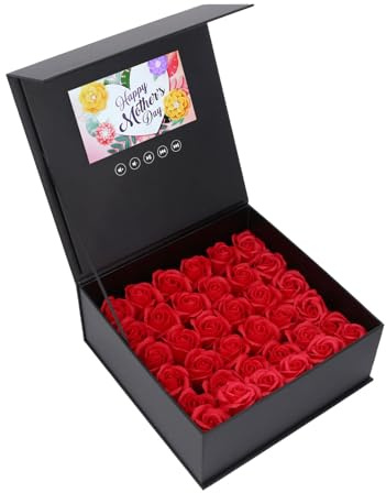 Romantisk Videospelare Presentlåda, Rose Box med Videokort, Smycken Flower Box 7 Tum Färg Display Video Hälsningskort Högdefinition Uppspelning för Bröllopsreklammarknadsföring