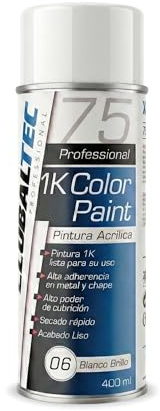 GLOBALTEC PROFESSIONAL Spray Pintura Blanca Acrílica Brillo Coche 400 ml – Alta Adherencia, Máxima Cobertura y Secado Rápido | Carrocería, Metal, Plástico y Madera