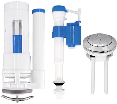 WC, depósito de agua, kit de reparación, drenaje, válvula de descarga, juego de botones, descarga del inodoro, kit de renovación de cisterna (alta presión 24 cm)