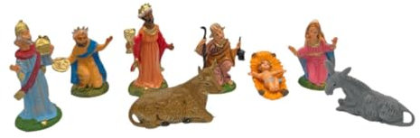 arkamii Set of 8 Nativity Figures Hand-Painted Italian Product (Figures, 5 cm)