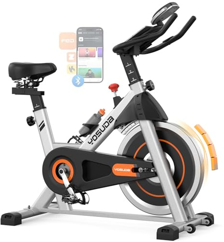 YOSUDA Vélo d'Appartement Magnétique Réglable, Vélo d’Appartement pour Adultes Connecté, Silencieux avec Support Tablette et Selle Réglable Confortable - Capacité de charge 136 kg
