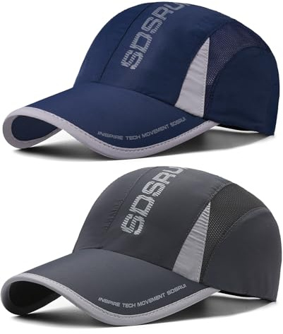 AYPOW Lot de 2 Casquette de Baseball à Séchage Rapide Homme Femme, Ultralégère Pliable Sport Outdoor Chapeau de Baseball, Chapeau Soleil Maille Respirante Tendance,per Running Golf Cyclisme Randonnée