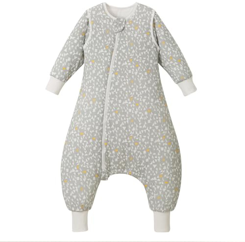 Nivolltha Removable Long Sleeves 2.5 TOG Baby Sleeping Bag with Feet, 100% Cotton Winter Toddler Sleep Sack with Legs, Graphic, Size M