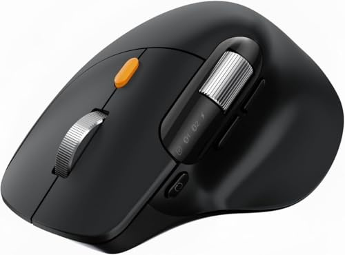 ProtoArc Mouse Ergonomico con Scorrimento Veloce, EM25 Mouse Wireless Bluetooth(2.4G+BT+BT), Scorrimento Laterale, Pulsante Personalizzabile, Ricaricabile, 8K DPI, per Windows/Mac/Android - Nero