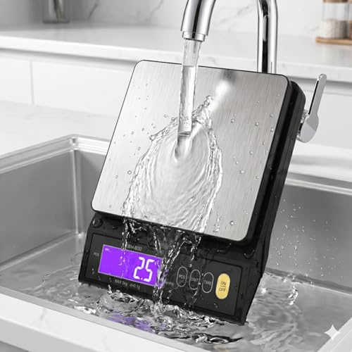 Balanza Cocina Recargable Impermeable, 0.1g/5kg, Báscula Comida Con Pantalla LCD, Función De Tara, Conteo De Piezas Para Hornear, Apagado Automático, Acero Inoxidable Lavable 304