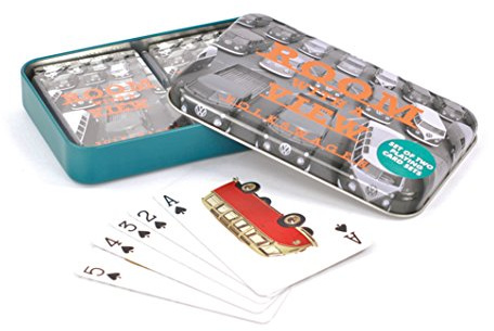 BRISA VW Collection - Volkswagen Carte da Gioco, Set di Due mazzi da 52 Carte, Confezione di Metallo retrò, T1 Bus VW Design (Carte da Poker e Scala 40)