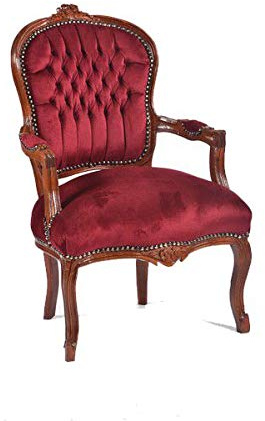 arterameeferro Poltrona barocco Luis legno marrone tessuto rosso