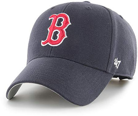 '47 MLB Boston Red Sox MVP Unisex-Baseballkappe, Verstellbar, Hochwertiges Design und Verarbeitung, Red Logo, Navy Blue