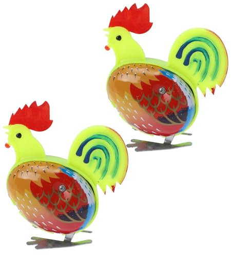 TOYANDONA Kinder Aufziehspielzeug Blech Tiere Aufziehtiere: 2 Stücke Huhn Hahn Figur Metall Aufziehfiguren Blechspielzeug zum Aufziehen Uhrwerk Wind Up Spielzeug Ostern Mitgebsel Tischdeko