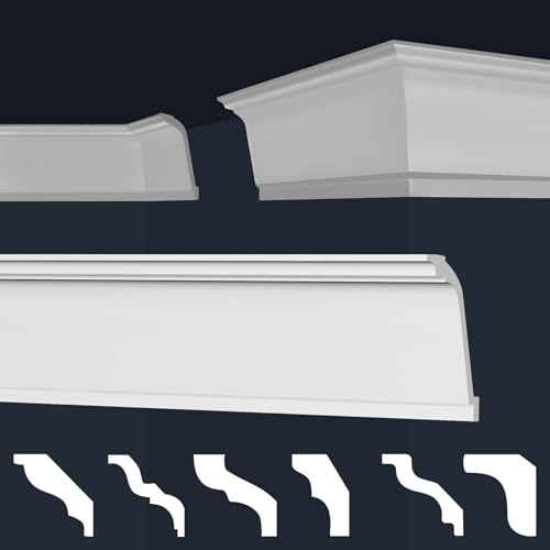 MARBET DESIGN Stuckleisten XPS Styropor weiß - Deckenleisten Deckenabschlussleisten E-Leisten - (2 Meter / 1 Leiste E-37)