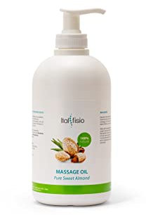 ITALFISIO Olio da Massaggio Professionale - Per Fisioterapia ed Estetica - Olio di Mandorle Dolci al 100% - Ideale per Massaggi su Viso e Corpo, Aromaterapia - Ideale anche per Pelli Delicate - 500ml